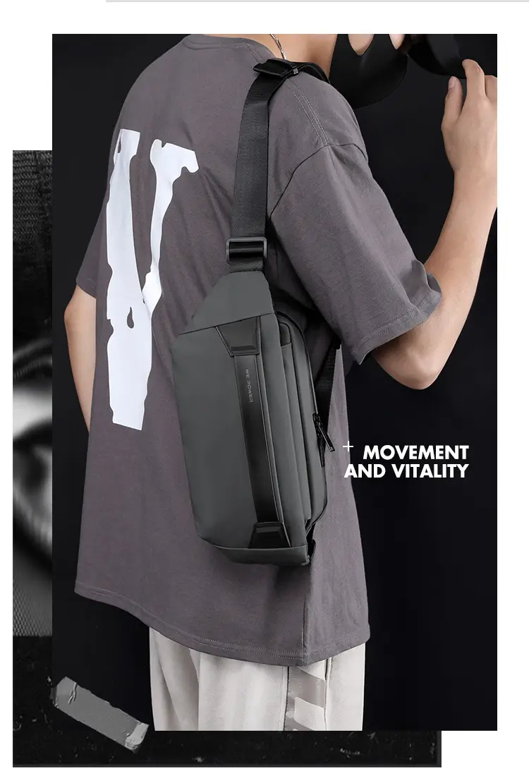 Men's Black Crossbody Messenger Bag Lightweight Casual — feature 6