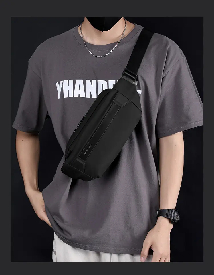 Men's Black Crossbody Messenger Bag Lightweight Casual — feature 7