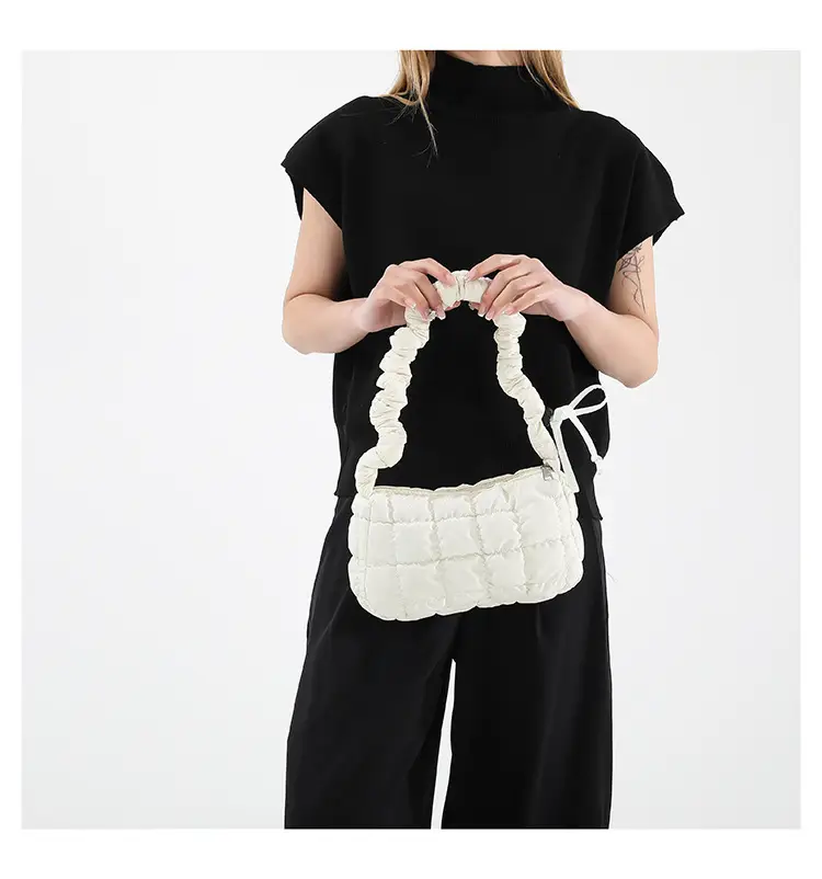 Women's Black Cotton Padded Shoulder Bag 2024 New Arrival — feature 22