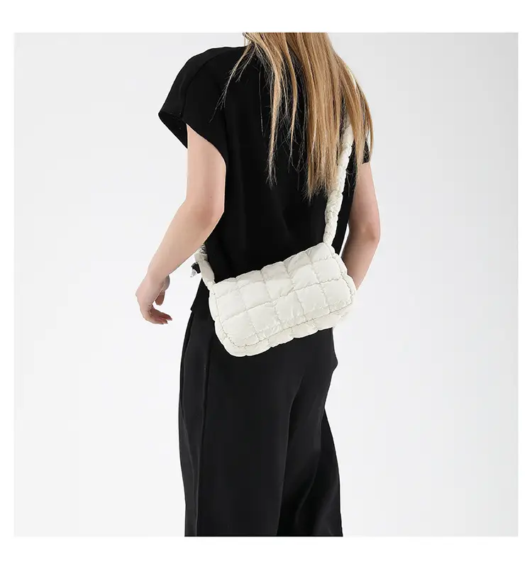 Women's Black Cotton Padded Shoulder Bag 2024 New Arrival — feature 26