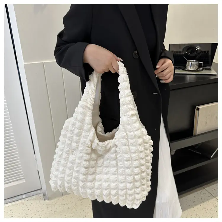 Pink Bubble Ruffled Shoulder Bag Women's Nylon Korean Style — feature 13