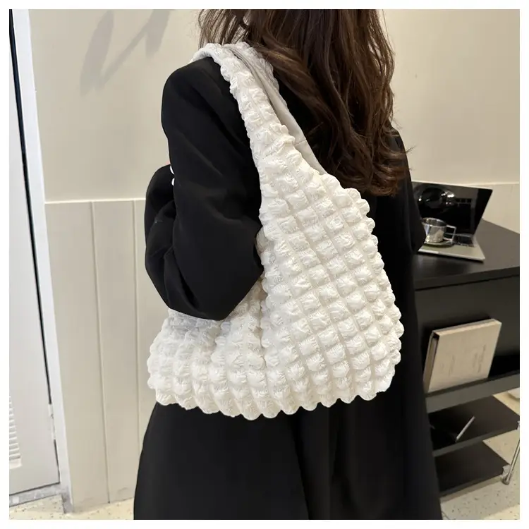 Pink Bubble Ruffled Shoulder Bag Women's Nylon Korean Style — feature 15
