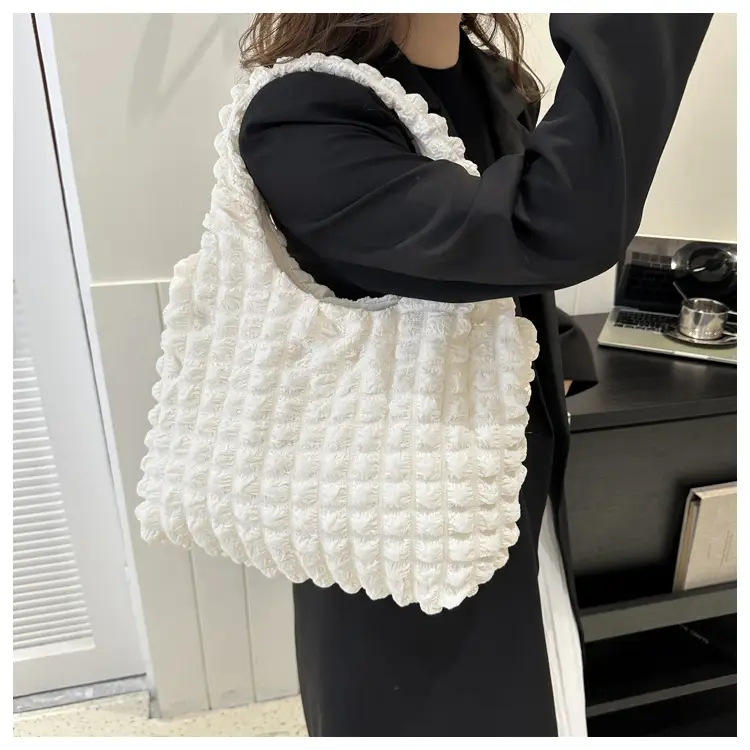 Pink Bubble Ruffled Shoulder Bag Women's Nylon Korean Style — feature 16