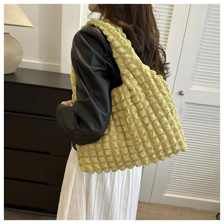 Pink Bubble Ruffled Shoulder Bag Women's Nylon Korean Style — feature 20