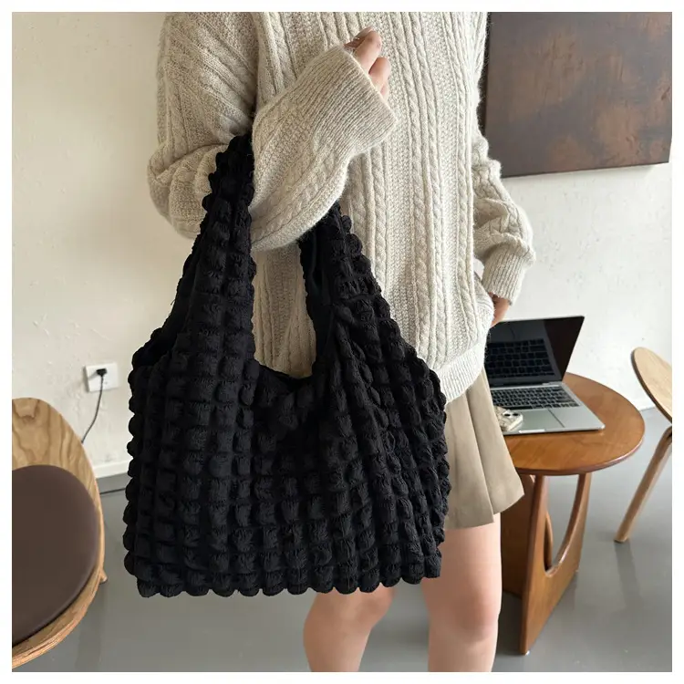 Pink Bubble Ruffled Shoulder Bag Women's Nylon Korean Style — feature 9