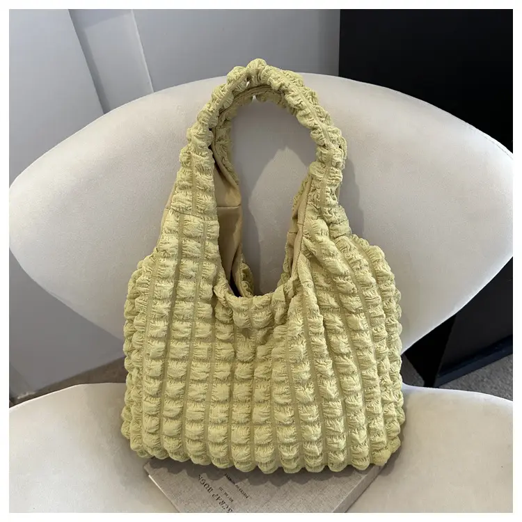 Pink Bubble Ruffled Shoulder Bag Women's Nylon Korean Style - Image 4