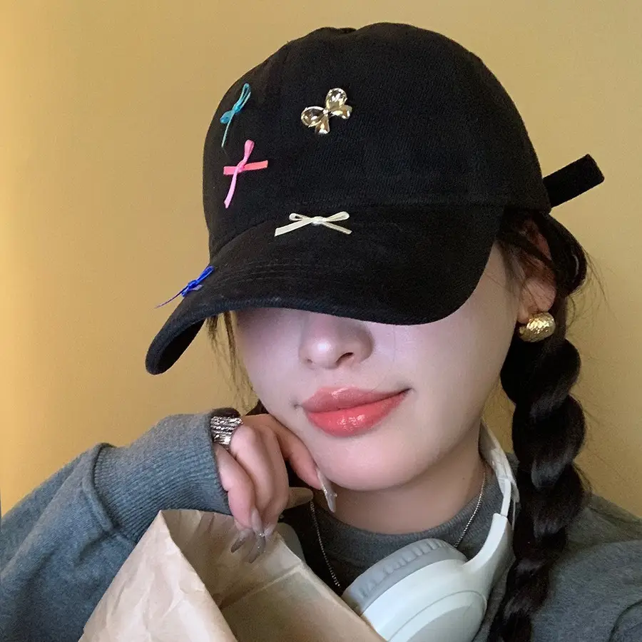Women's Sweet Star Bow Baseball Cap Beige - Image 6
