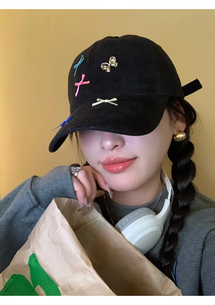 Women's Sweet Star Bow Baseball Cap Beige — feature 10