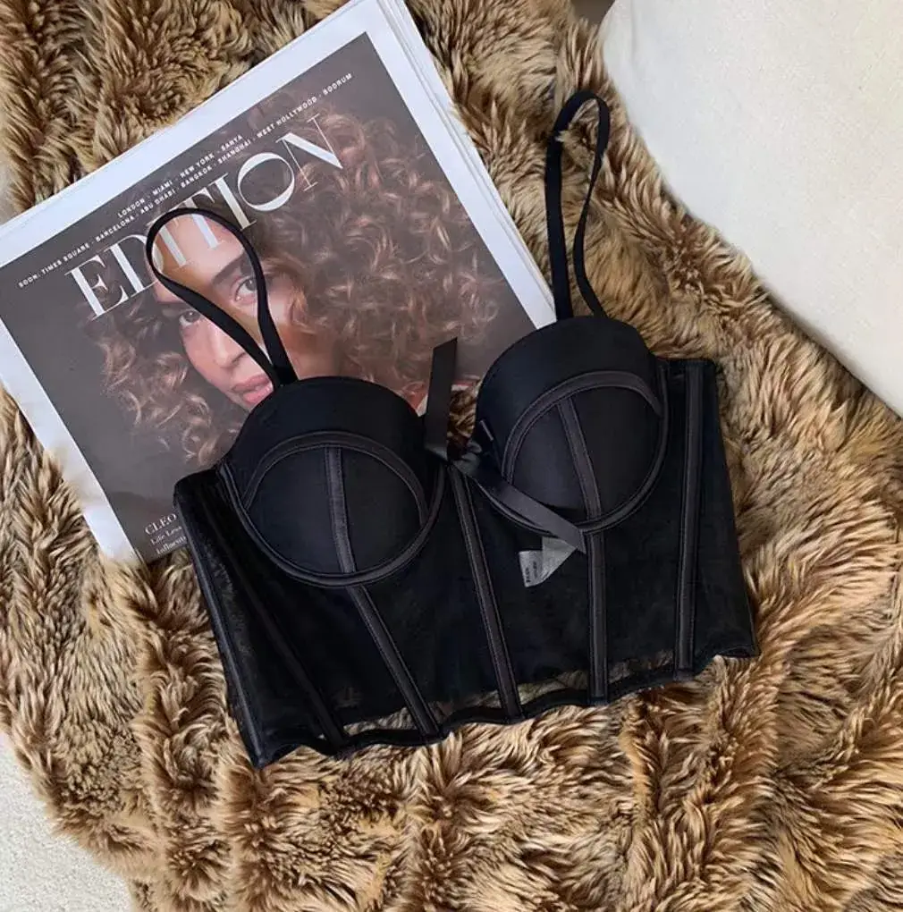 French Retro Black Fishbone Bra Vest Bra Anti Sagging — feature 19