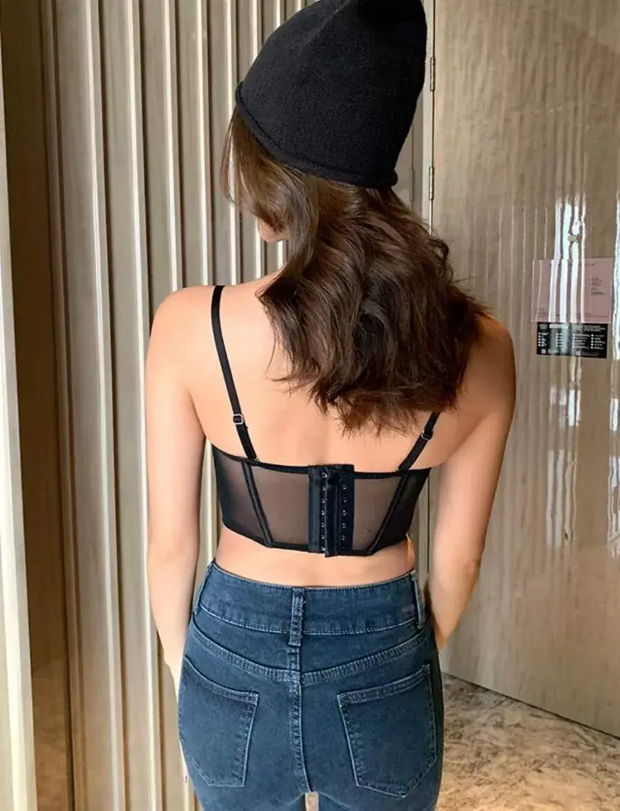 French Retro Black Fishbone Bra Vest Bra Anti Sagging — feature 5