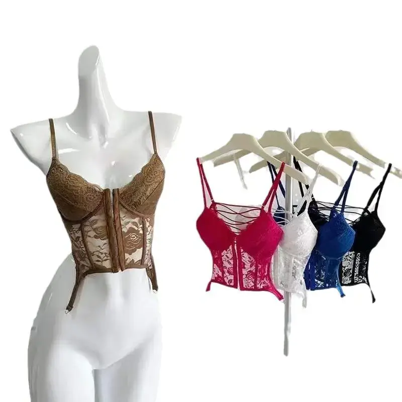 Black Lace Back Strap Women's Inner Top - Image 25