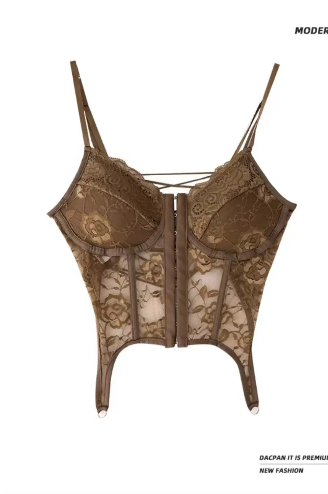 Black Lace Back Strap Women's Inner Top — feature 10