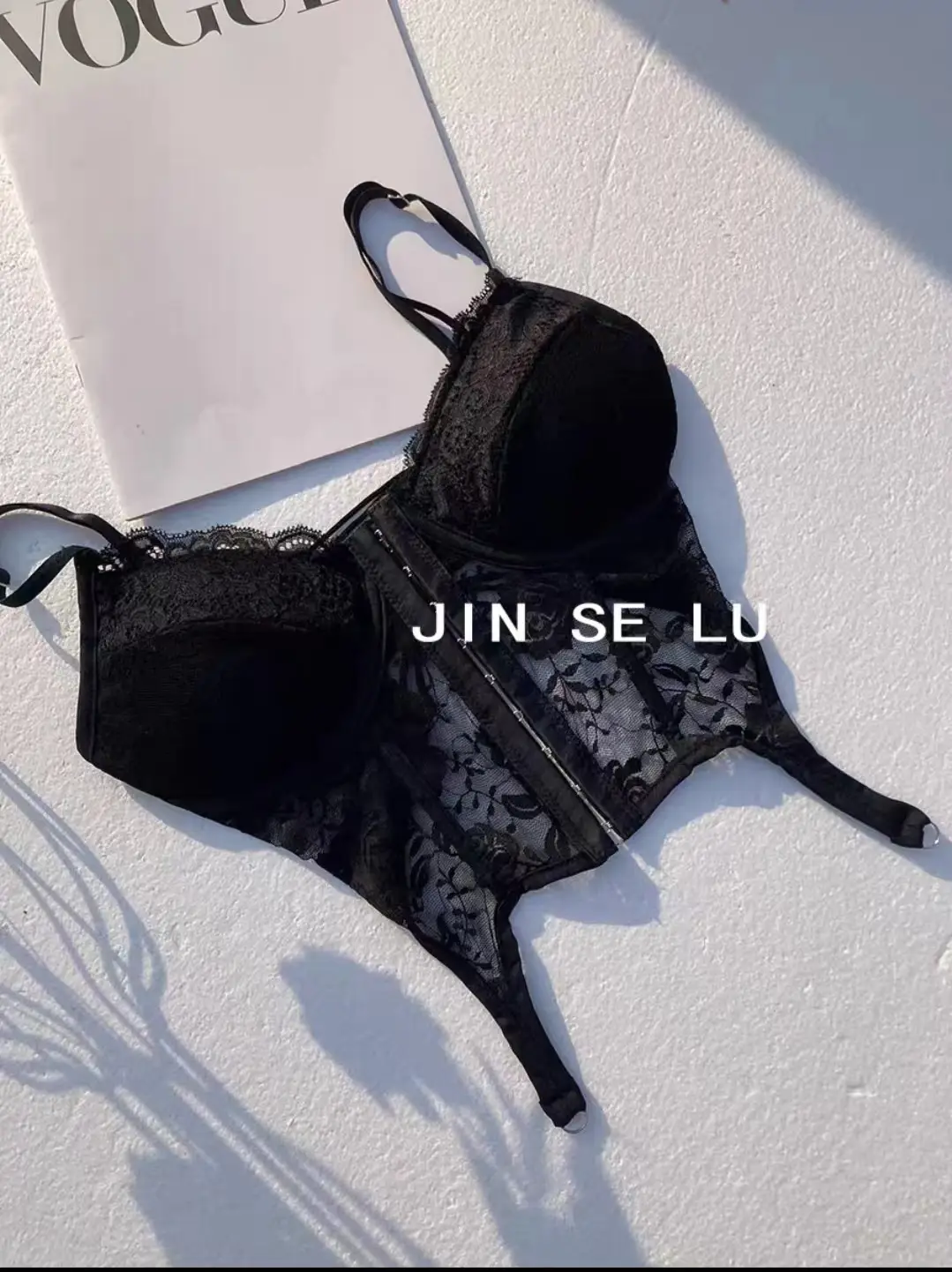 Black Lace Back Strap Women's Inner Top — feature 13