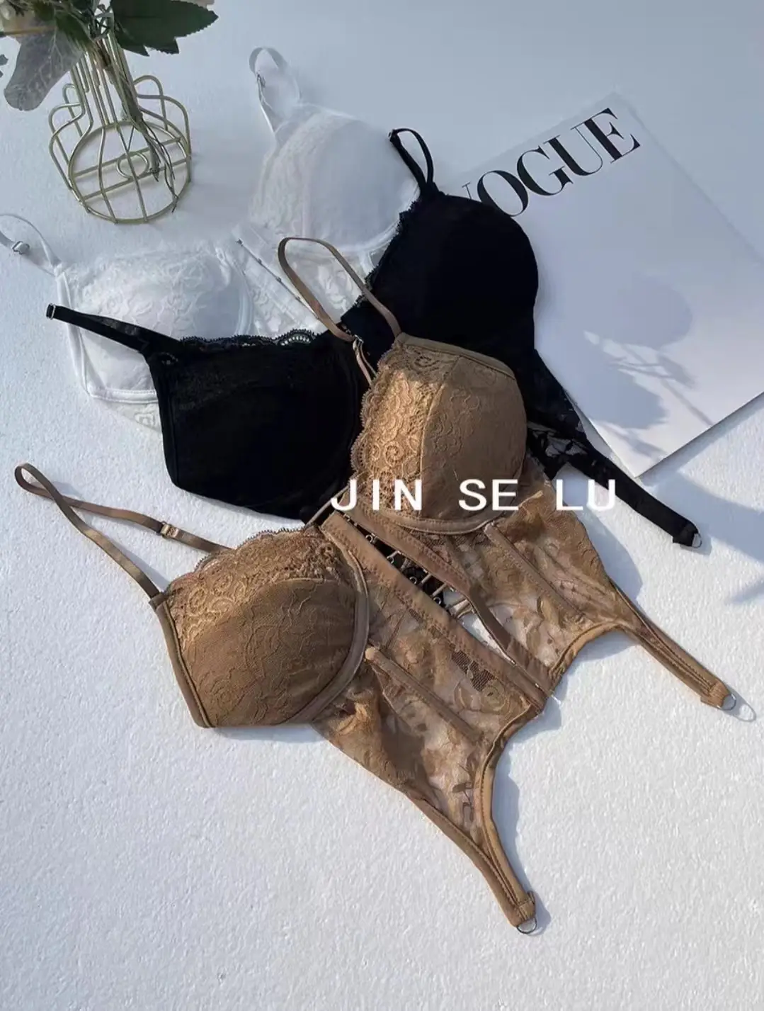 Black Lace Back Strap Women's Inner Top — feature 16