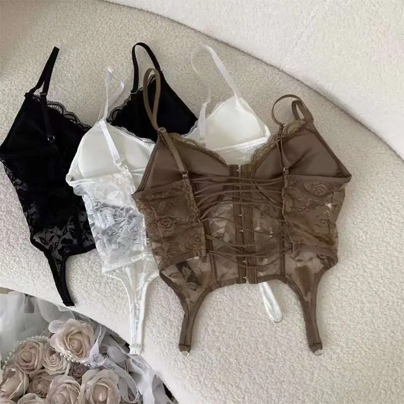 Black Lace Back Strap Women's Inner Top — feature 18