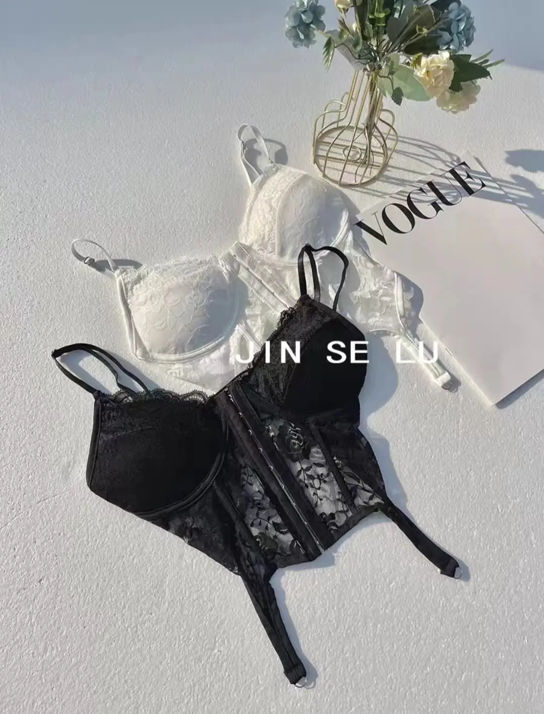 Black Lace Back Strap Women's Inner Top — feature 20