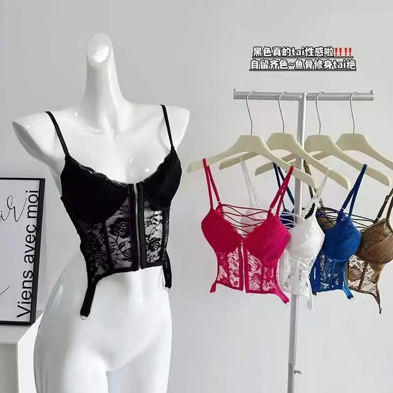 Black Lace Back Strap Women's Inner Top — feature 23