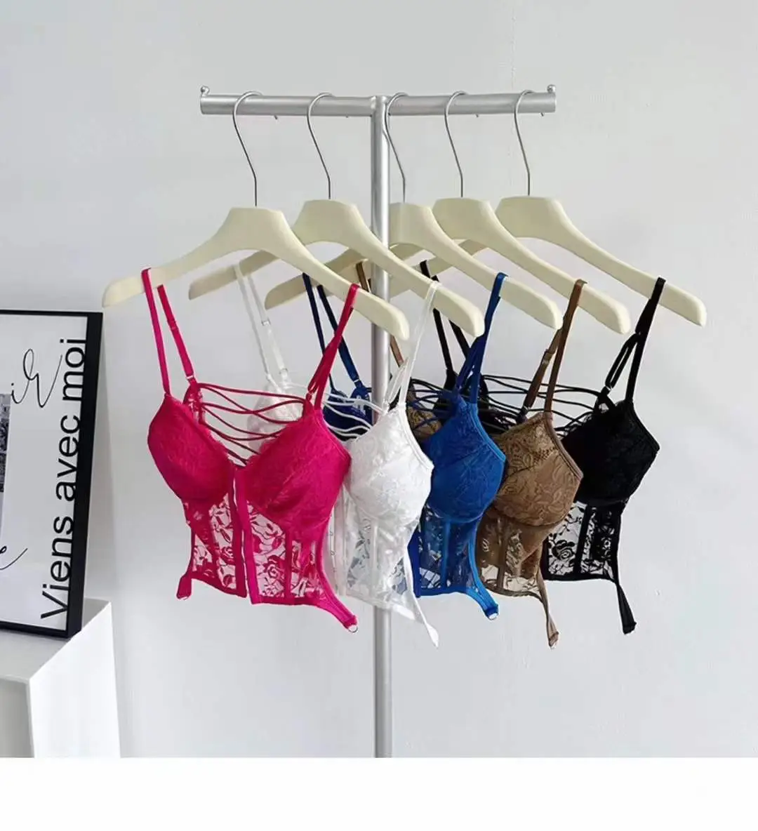 Black Lace Back Strap Women's Inner Top — feature 24