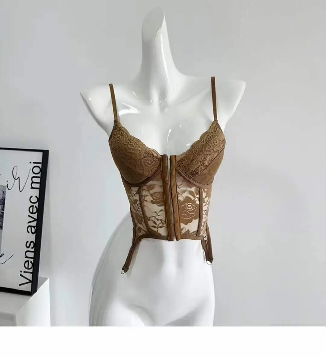 Black Lace Back Strap Women's Inner Top — feature 25