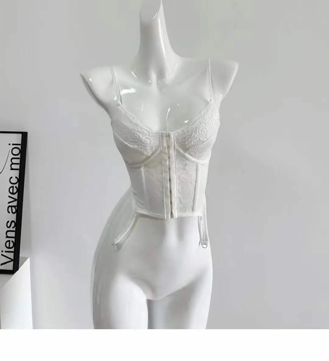 Black Lace Back Strap Women's Inner Top — feature 28