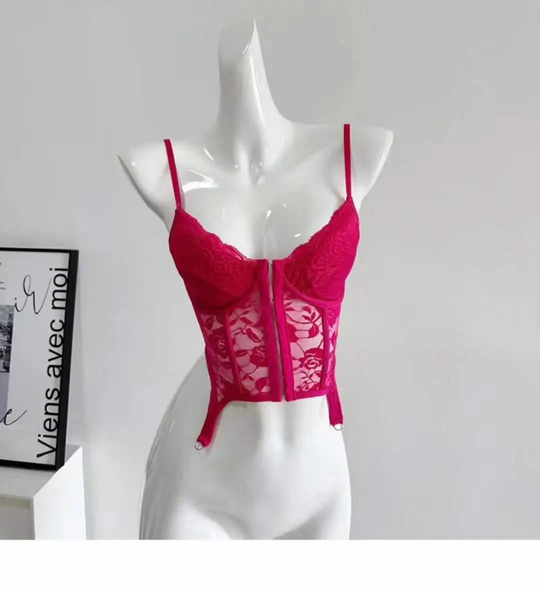 Black Lace Back Strap Women's Inner Top — feature 29