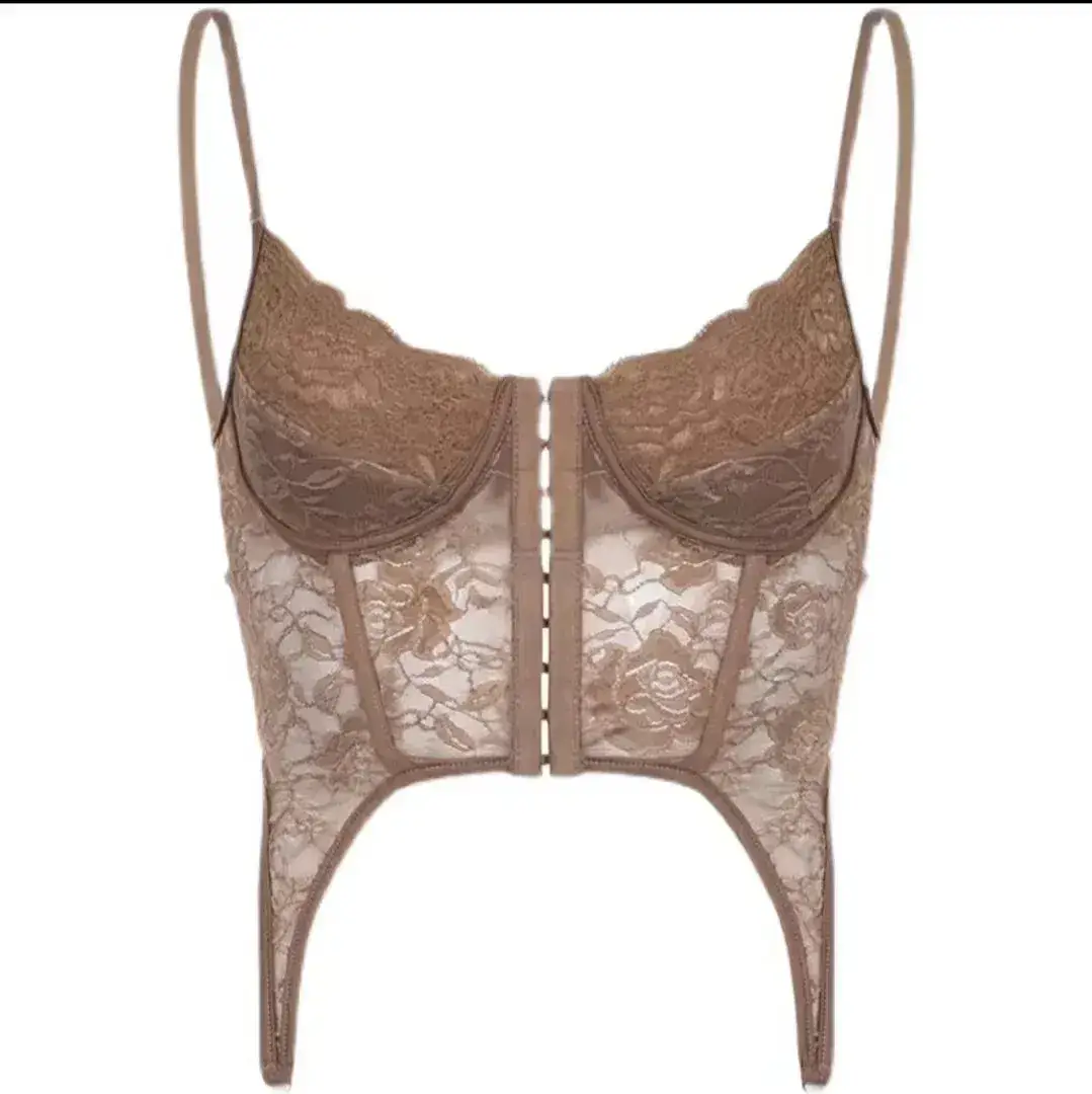 Black Lace Back Strap Women's Inner Top - Image 20