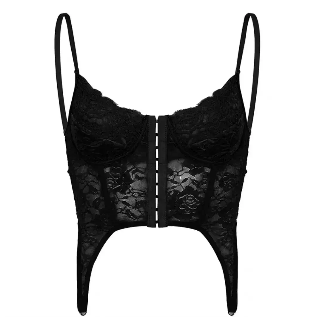 Black Lace Back Strap Women's Inner Top - Image 7