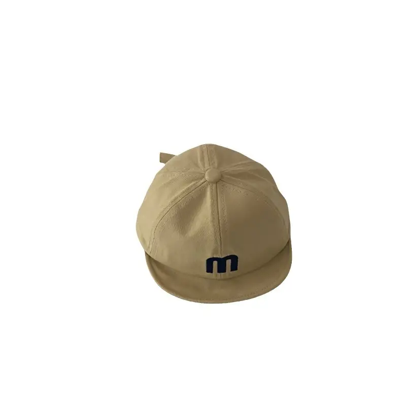 Children's M Letter Brim Cap Beige Black - Image 9