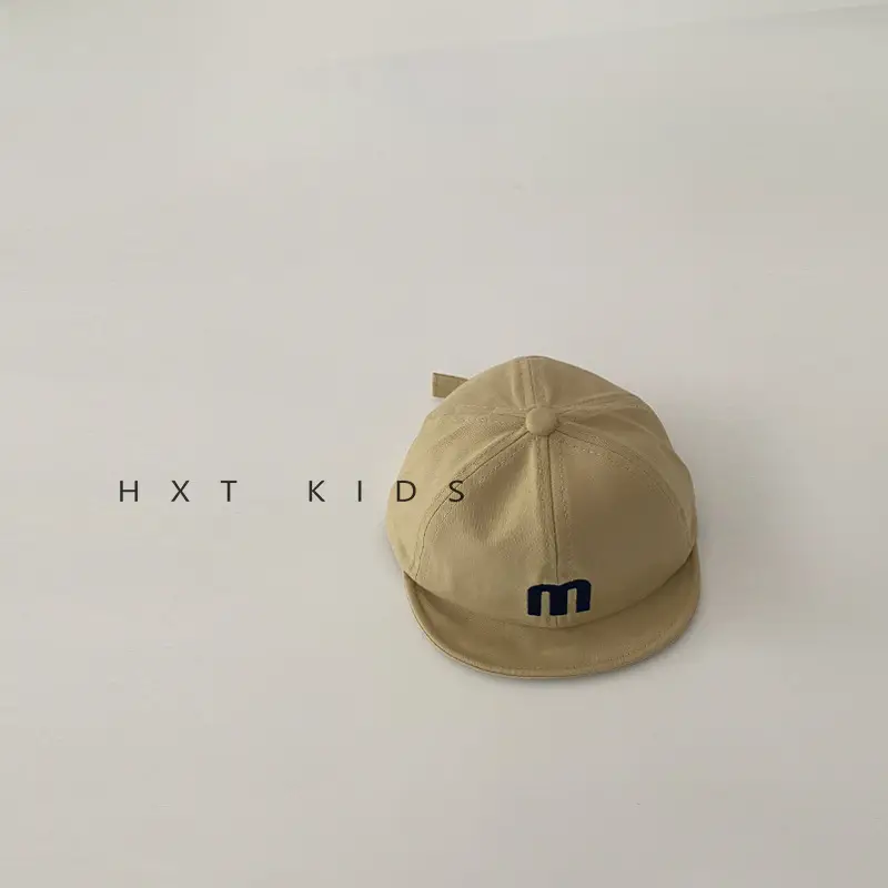 Children's M Letter Brim Cap Beige Black - Image 2