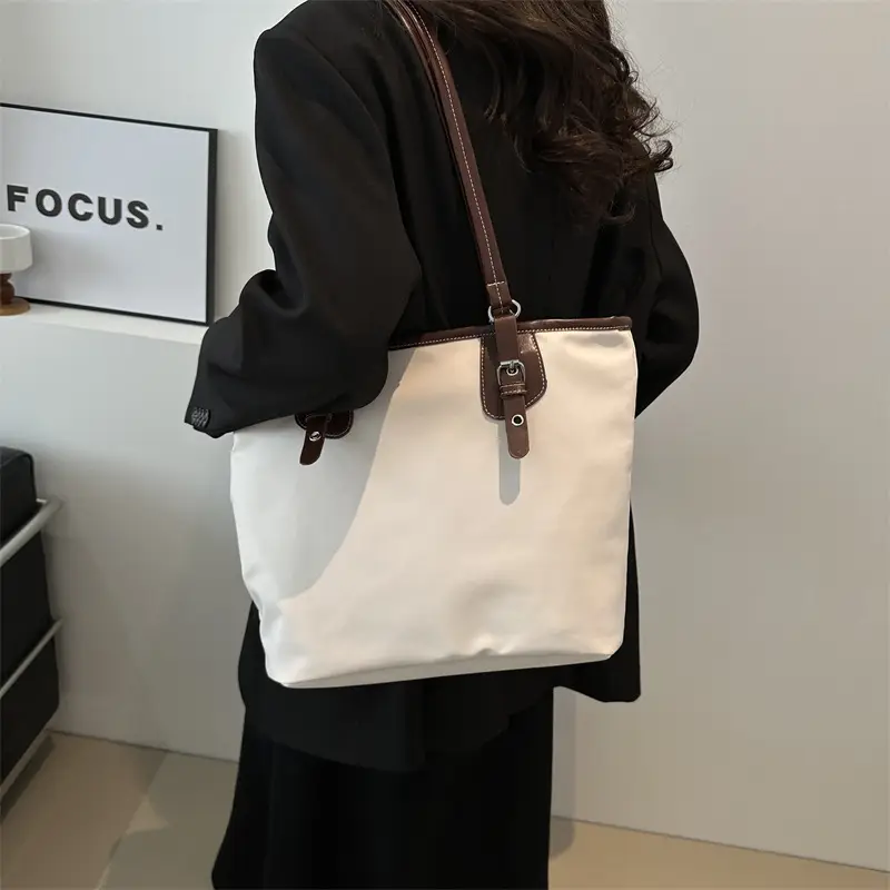Women's Canvas Tote Bag Black Large Capacity One Shoulder - Image 5