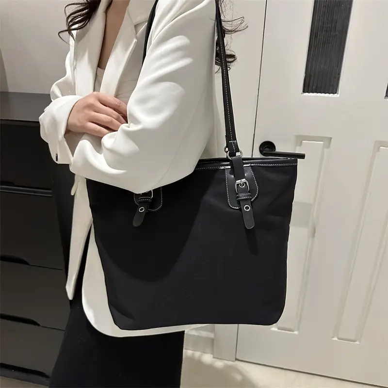 Women's Canvas Tote Bag Black Large Capacity One Shoulder - Image 6