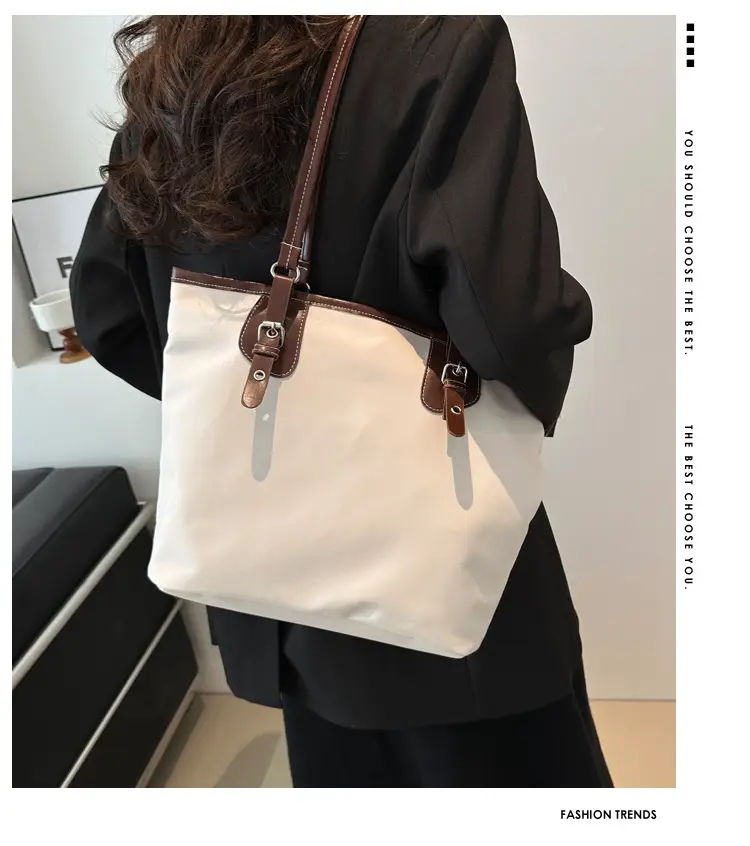 Women's Canvas Tote Bag Black Large Capacity One Shoulder — feature 1