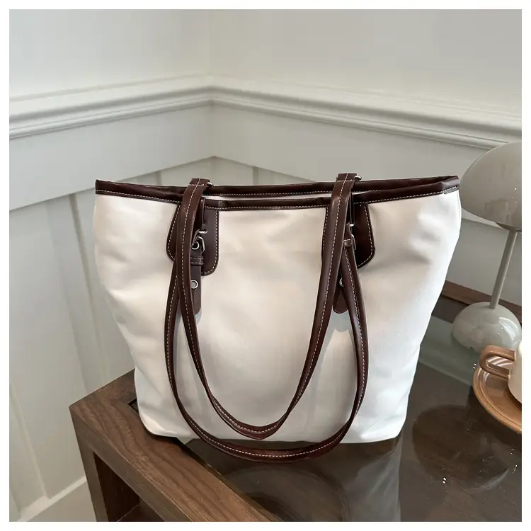 Women's Canvas Tote Bag Black Large Capacity One Shoulder — feature 11
