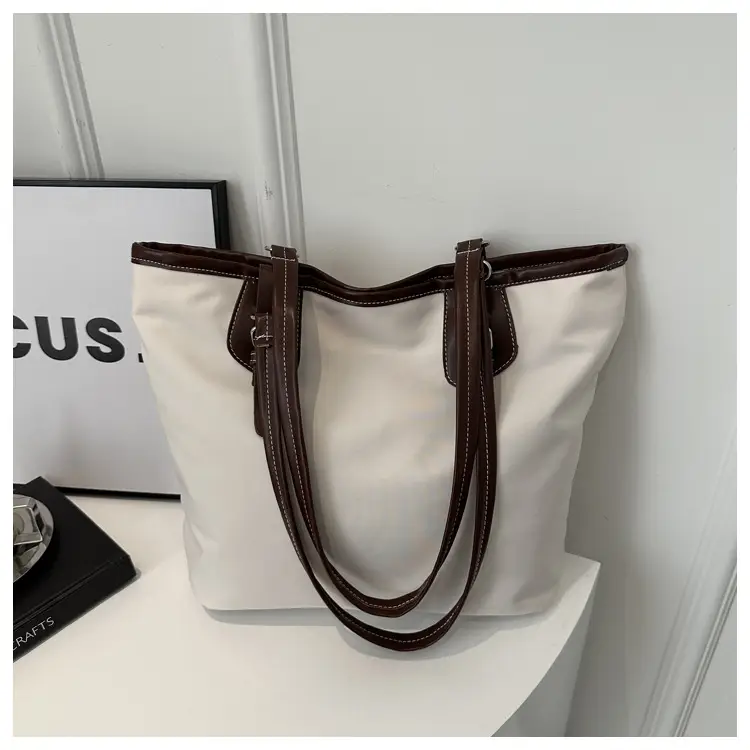 Women's Canvas Tote Bag Black Large Capacity One Shoulder — feature 12