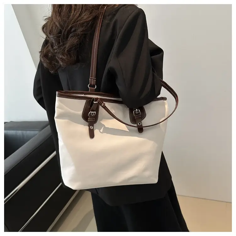 Women's Canvas Tote Bag Black Large Capacity One Shoulder — feature 16