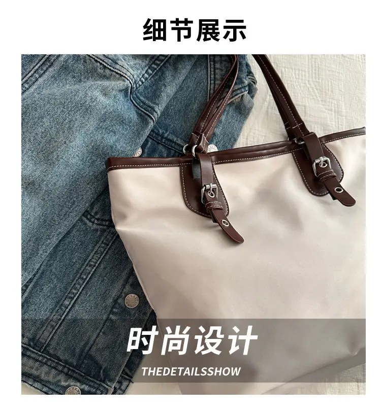 Women's Canvas Tote Bag Black Large Capacity One Shoulder — feature 3