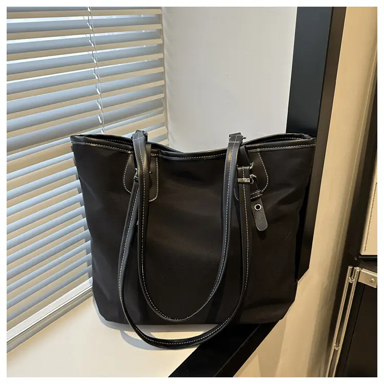 Women's Canvas Tote Bag Black Large Capacity One Shoulder — feature 9