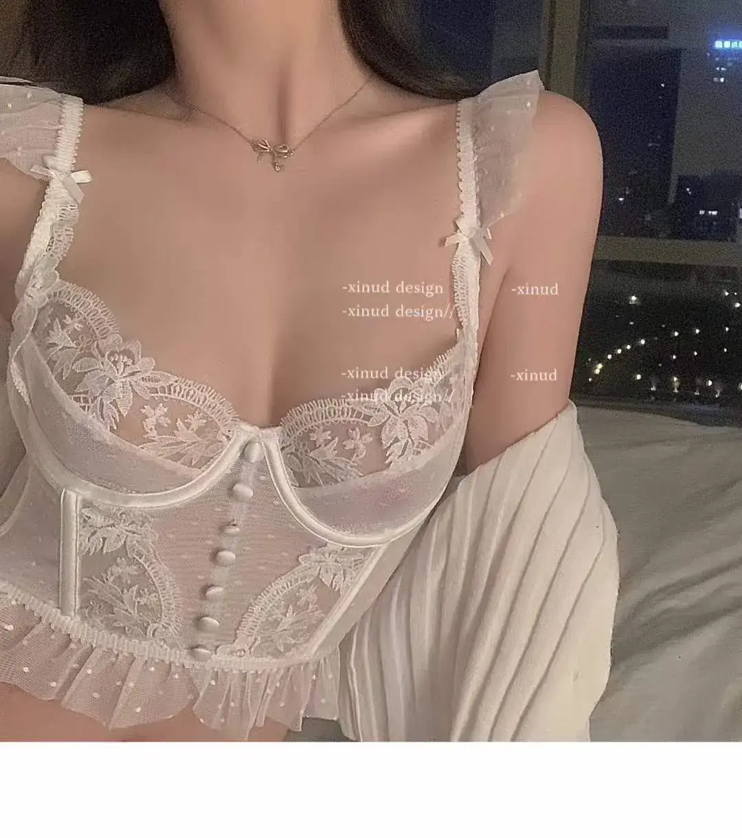 Black Lace French Style Camisole Bra — feature 2