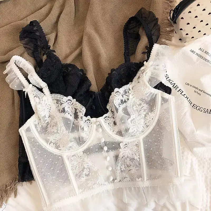 Black Lace French Style Camisole Bra — feature 7
