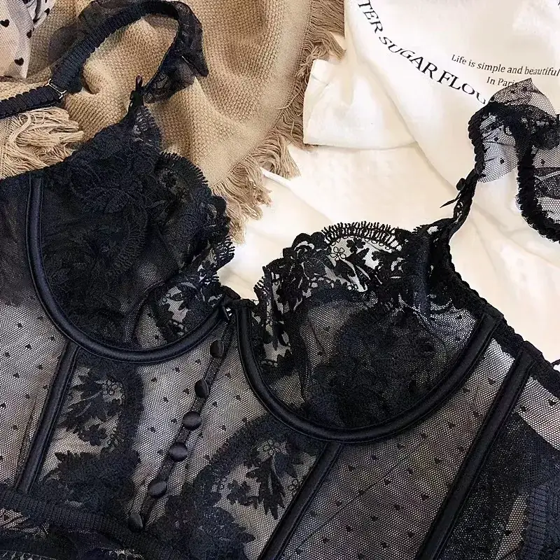 Black Lace French Style Camisole Bra — feature 8