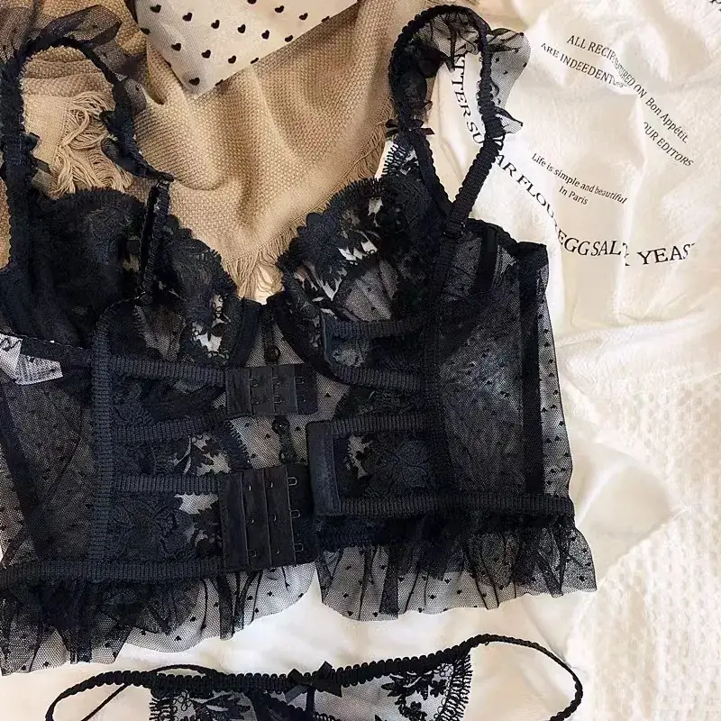 Black Lace French Style Camisole Bra — feature 9