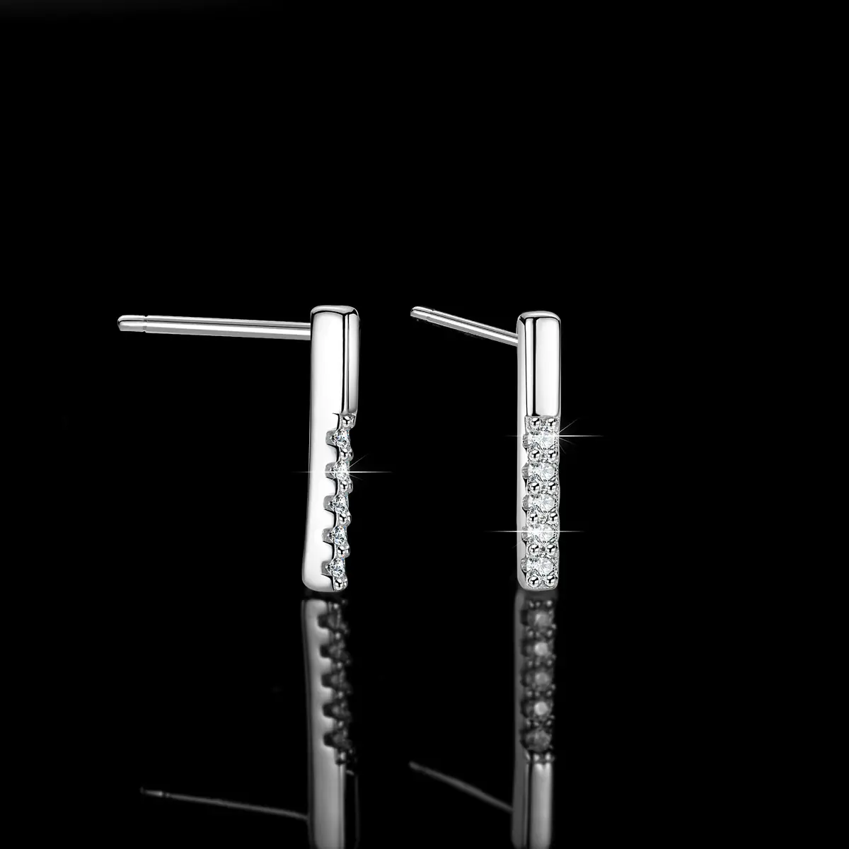 S925 Silver Rectangular French Stick Earrings for Women - Image 2
