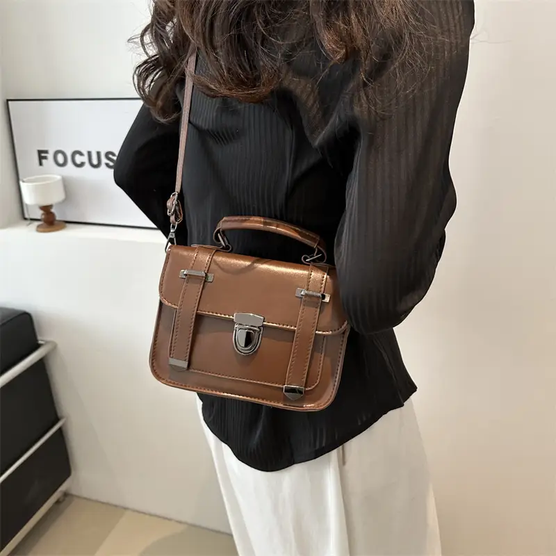 Vintage Brown Square Handbag for Women 2024