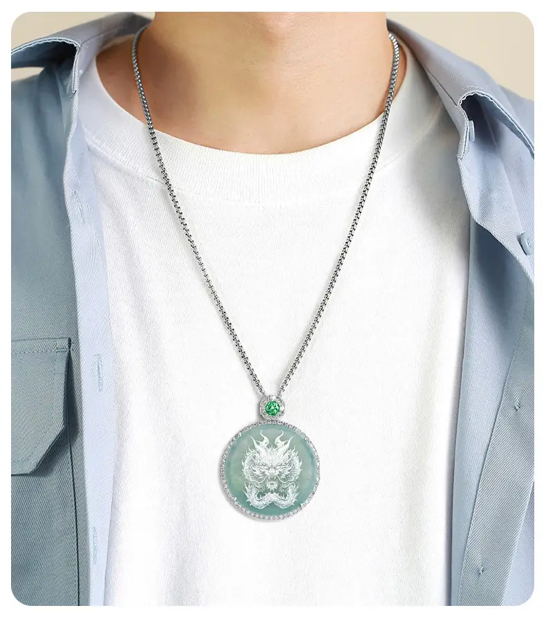 Jade Blue Dragon Pendant Necklace for Men Women — feature 3