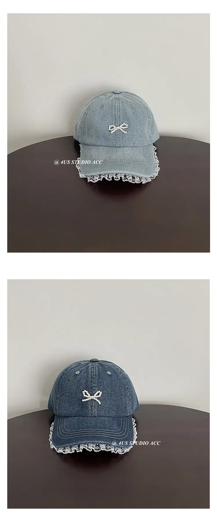 Women's Pearl Bow Denim Baseball Cap — feature 6