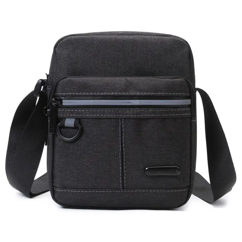 Men's Black Oxford Messenger Bag with Adjustable Strap - Image 9