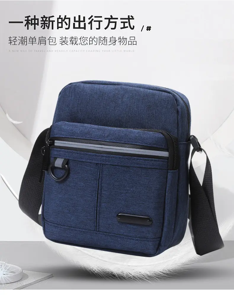 Men's Black Oxford Messenger Bag with Adjustable Strap — feature 11