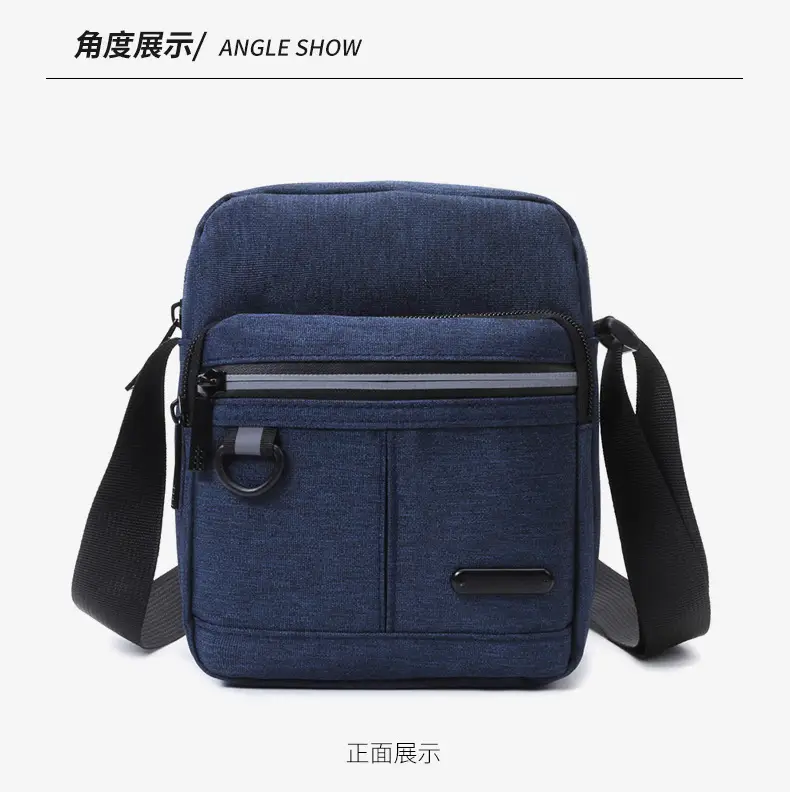 Men's Black Oxford Messenger Bag with Adjustable Strap — feature 14
