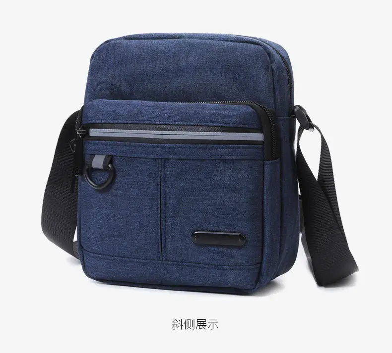 Men's Black Oxford Messenger Bag with Adjustable Strap — feature 15