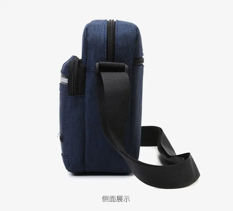 Men's Black Oxford Messenger Bag with Adjustable Strap — feature 16